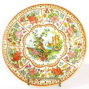 Vintage Daher Decorated Ware Metal Bowl 10” Floral Scenic Made in England 1971